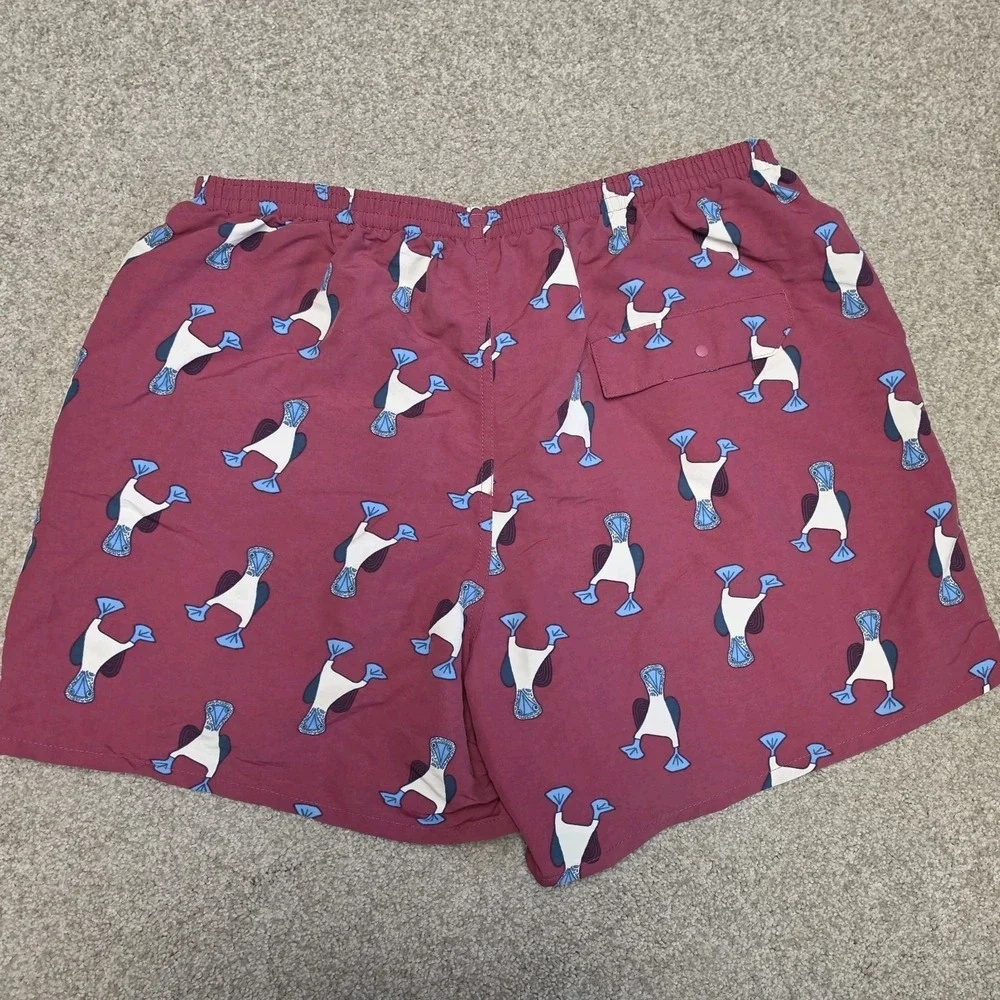Patagonia Baggies Shorts Mens Large Pink Blue Footed Booby Bird Swim Trunks